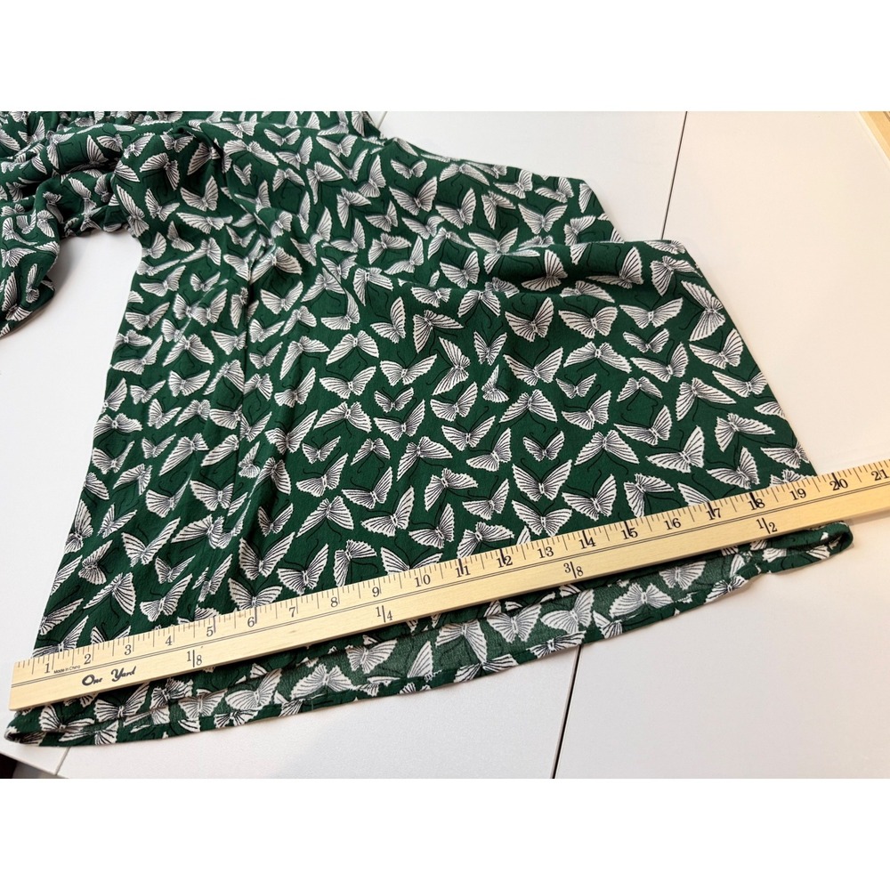 Maeve Acker Wide Leg Pants Womens XS S Green Butterfly Print Anthropologie - Picture 10 of 11